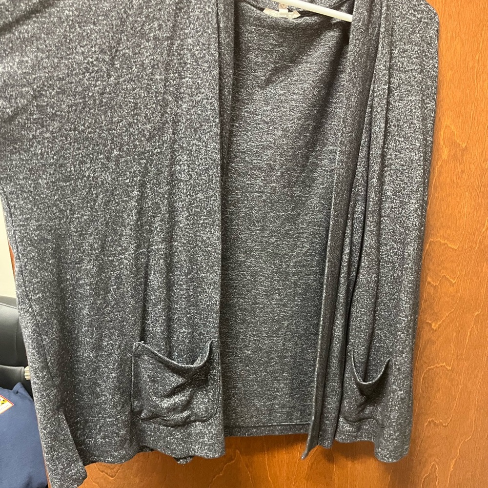 Maurices Gray Cardigan Lightweight Knit Open Front - Picture 2 of 4